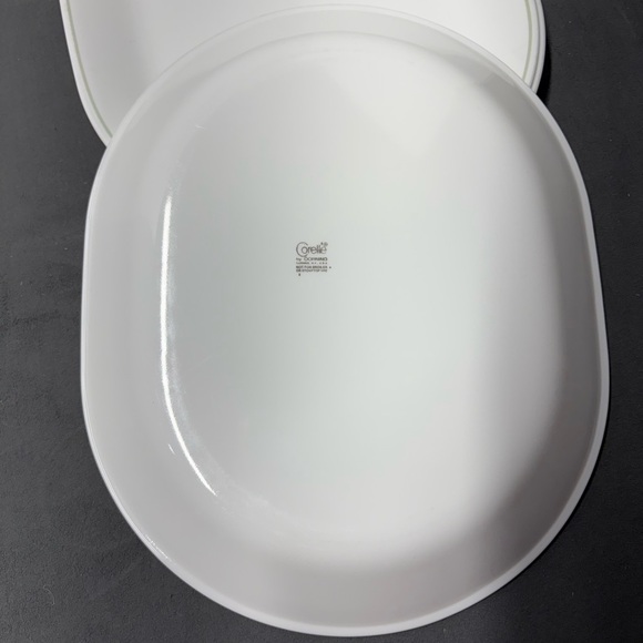 Corelle Classic White Oval Platter 2 with green trim and 1 white - Picture 1 of 2